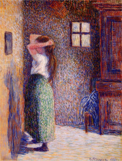 Young Peasant at Her Toilette Camille Pissarro